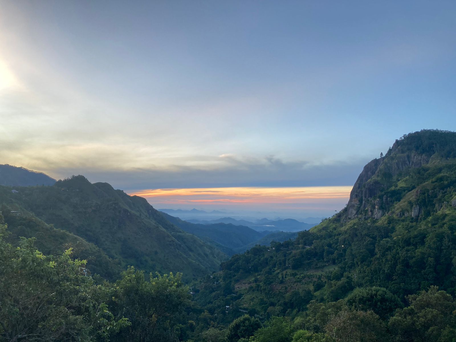 Ella, Sri Lanka, during dawn with a view of the Ella Gap