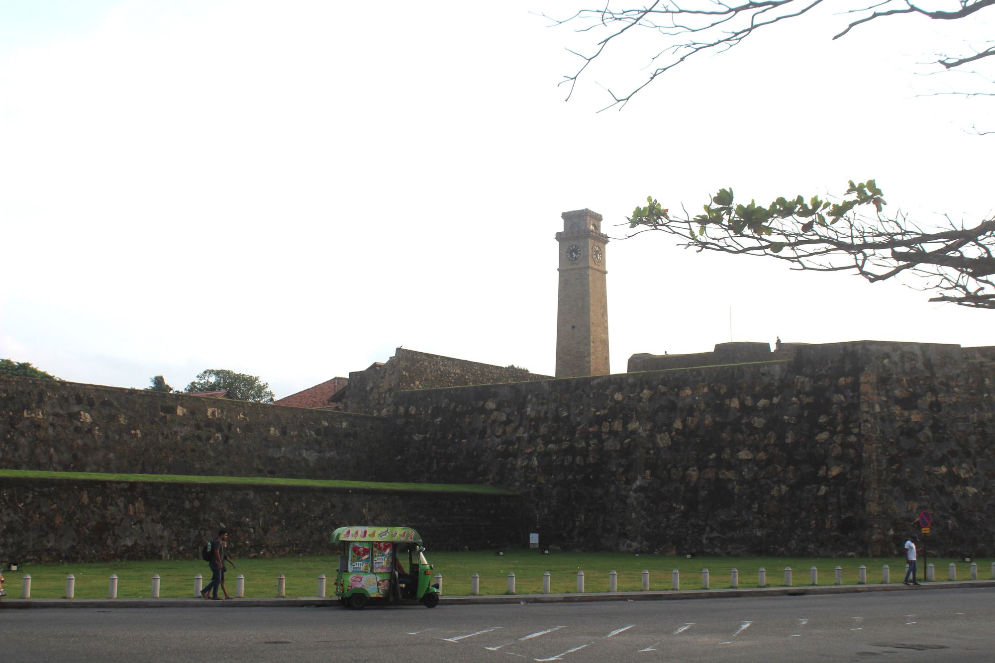 Galle Dutch Fort, Sri Lanka during the evening with people walking nearby