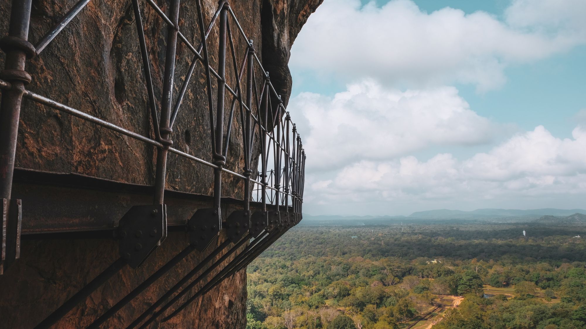 The surroundings of Sigiriya Rock, Sri Lanka, captured on a photo mid-way through the climb.