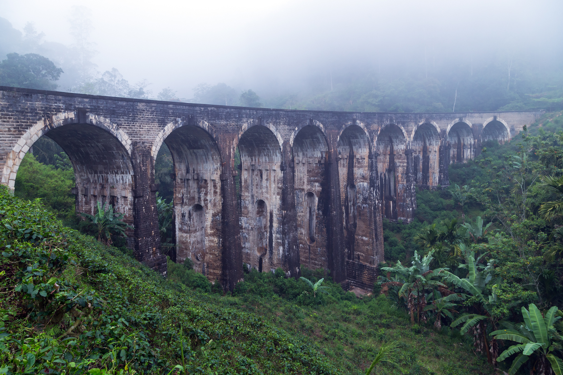 Early morning at the Nine Arch Bridge in Ella, Sri Lanka