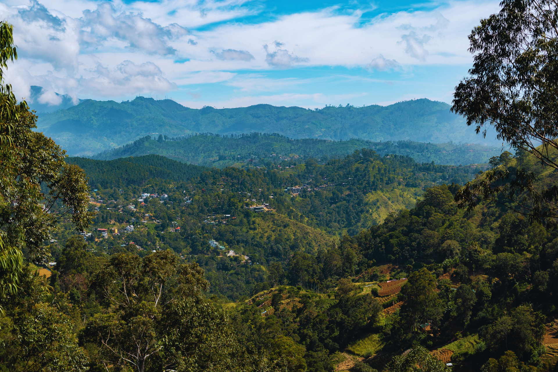 A view of Ella town as seen from Ella Rock, Sri Lanka.
