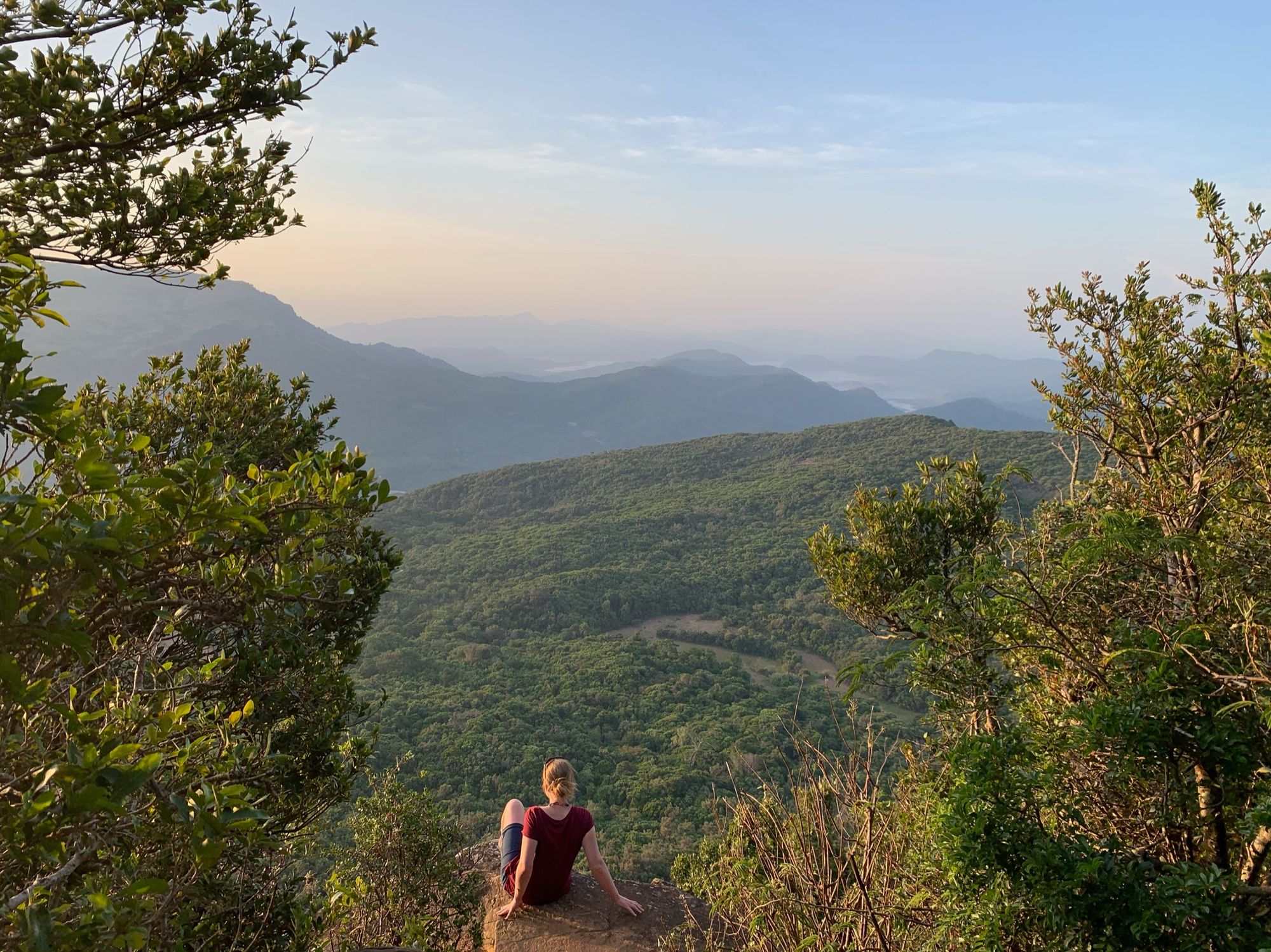 A tourist admiring the view in Mini World's End, Pitawala Pathana, Sri Lanka