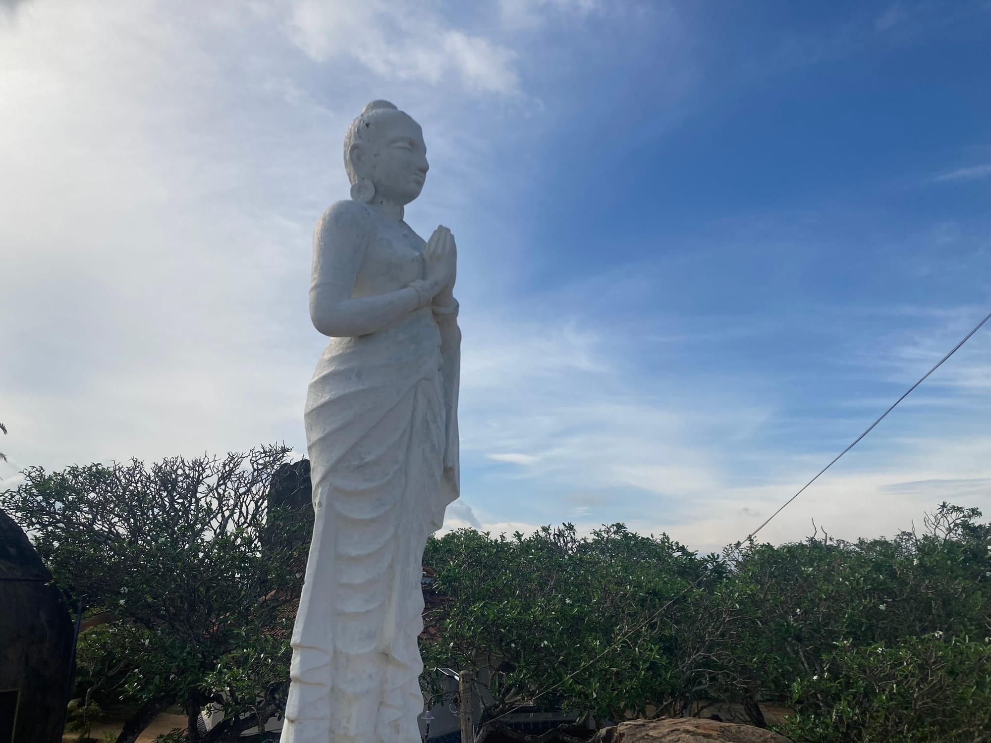 The statue of Queen Viharamahadevi near Kirinda beach, Sri Lanka